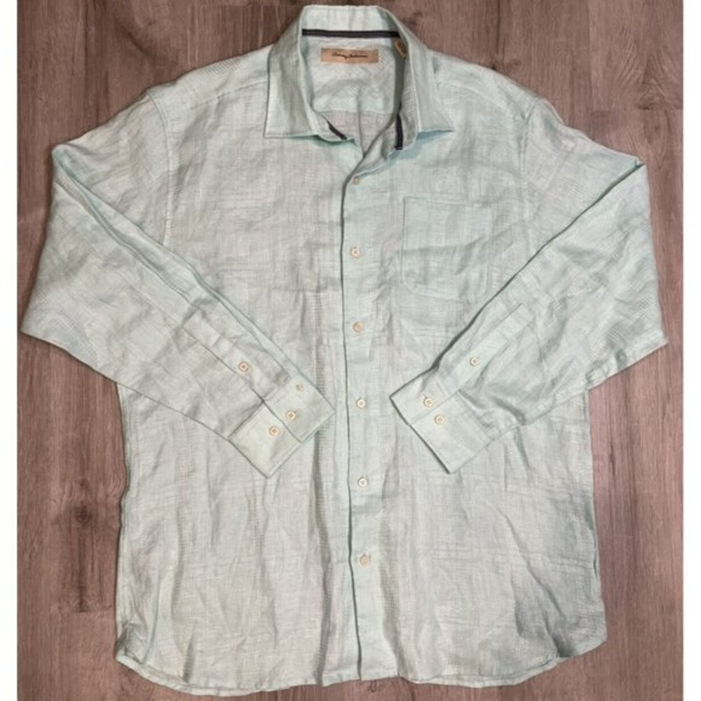 Tommy Bahama‎ Men’s 100% Linen Long Sleeve Shirt Teal Size L